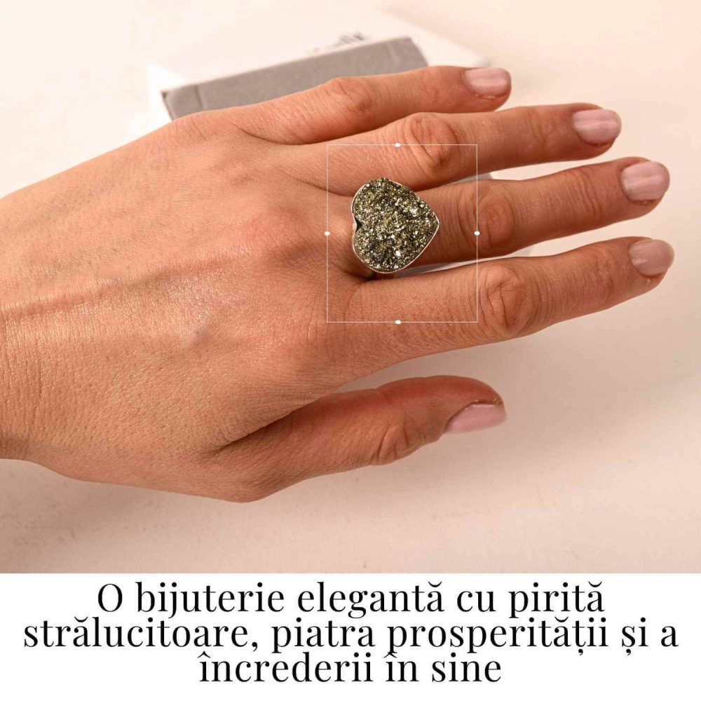 Inel din Argint 925 cu Pirita Naturala in Forma de Inima – Protectie si incredere in Sine [2]