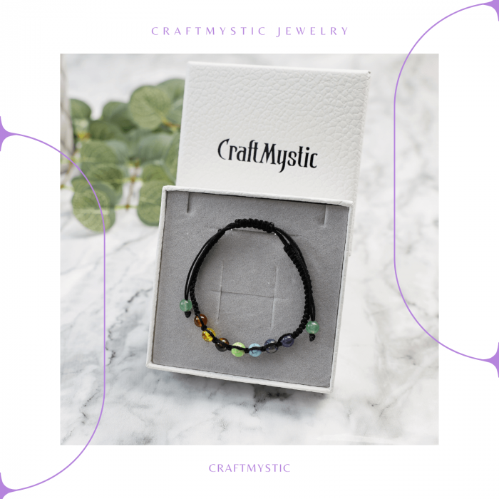 Bratara Handmade Reglabila cu Margele 6mm pentru Cele 7 Chakre si Ciucuri Macrame [8]