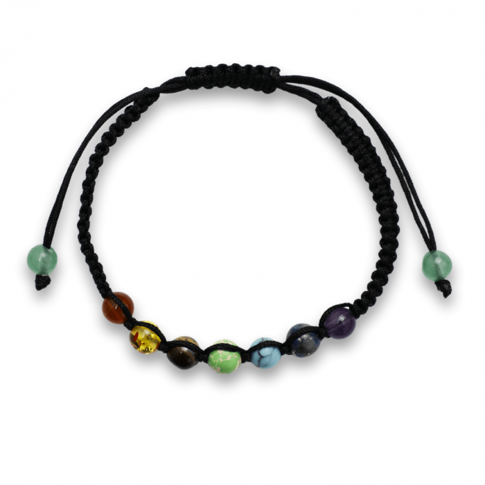 Bratara Handmade Reglabila cu Margele 6mm pentru Cele 7 Chakre si Ciucuri Macrame [1]