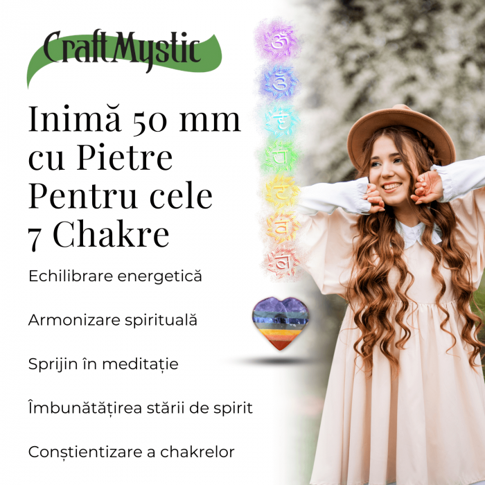 Inima Sculptata Manual de 50mm cu 7 Tipuri de Pietre Naturale pentru Cele 7 Chakre [5]