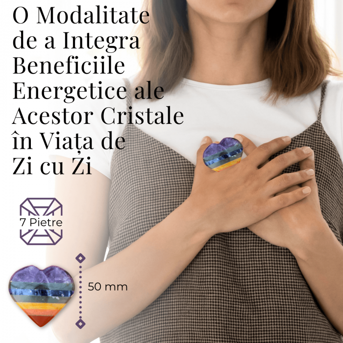 Inima Sculptata Manual de 50mm cu 7 Tipuri de Pietre Naturale pentru Cele 7 Chakre [3]