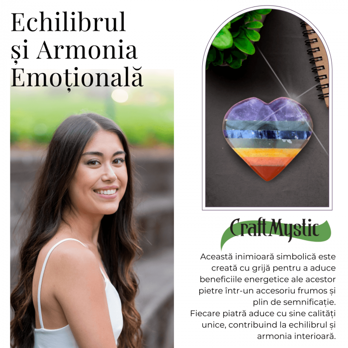 Inima Sculptata Manual de 50mm cu 7 Tipuri de Pietre Naturale pentru Cele 7 Chakre [6]