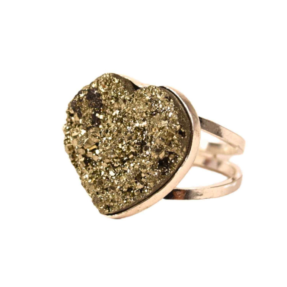 Inel din Argint 925 cu Pirita Naturala in Forma de Inima – Protectie si incredere in Sine [1]