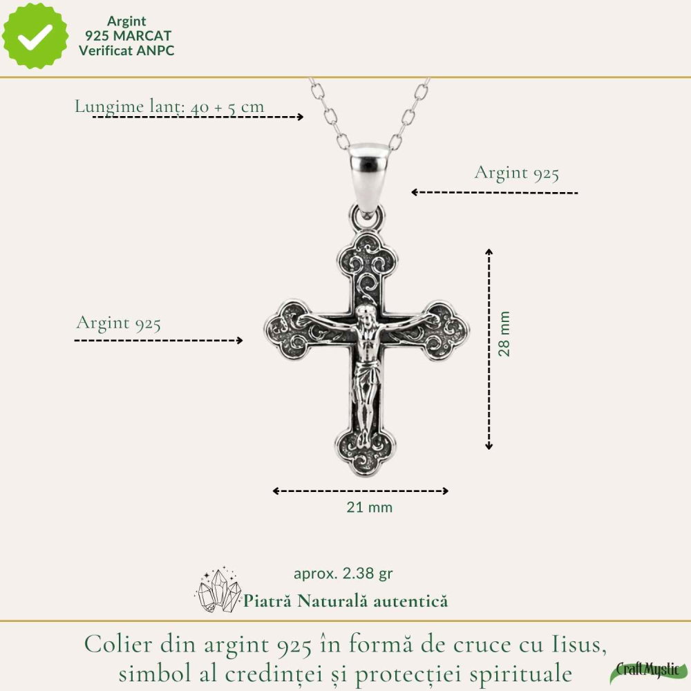 Colier Cruce cu Isus din Argint 925 – Protectie Spirituala si Credinta [4]