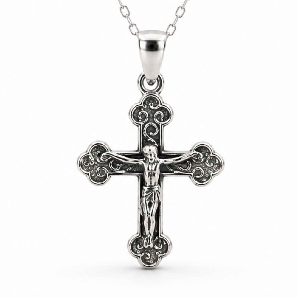 Colier Cruce cu Isus din Argint 925 – Protectie Spirituala si Credinta [1]