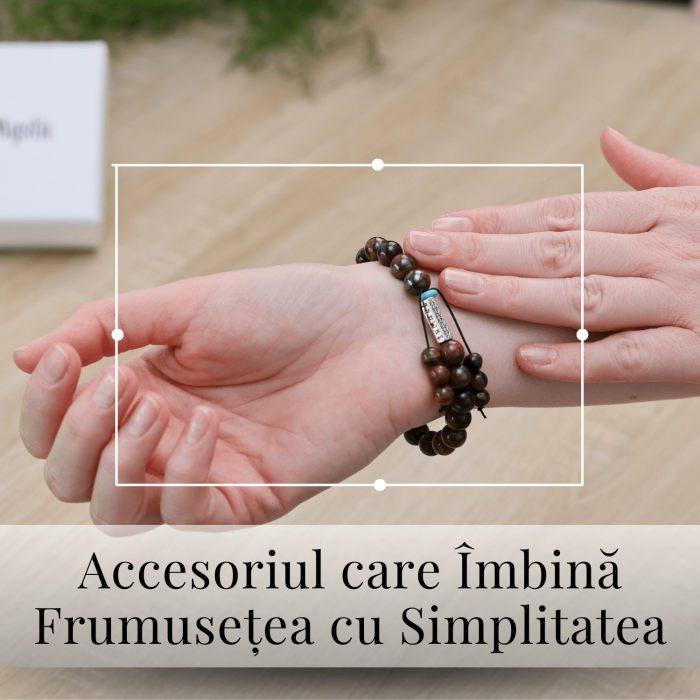 Bratara Elastica cu Margele 6mm din Pietre Semipretioase Ochi de Tigru, Tucurasi si Pandativ [3]