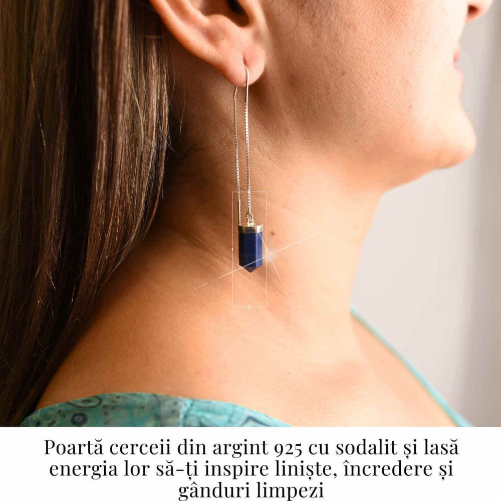Cercei lungi din argint 925 cu sodalit – Liniste si claritate [2]