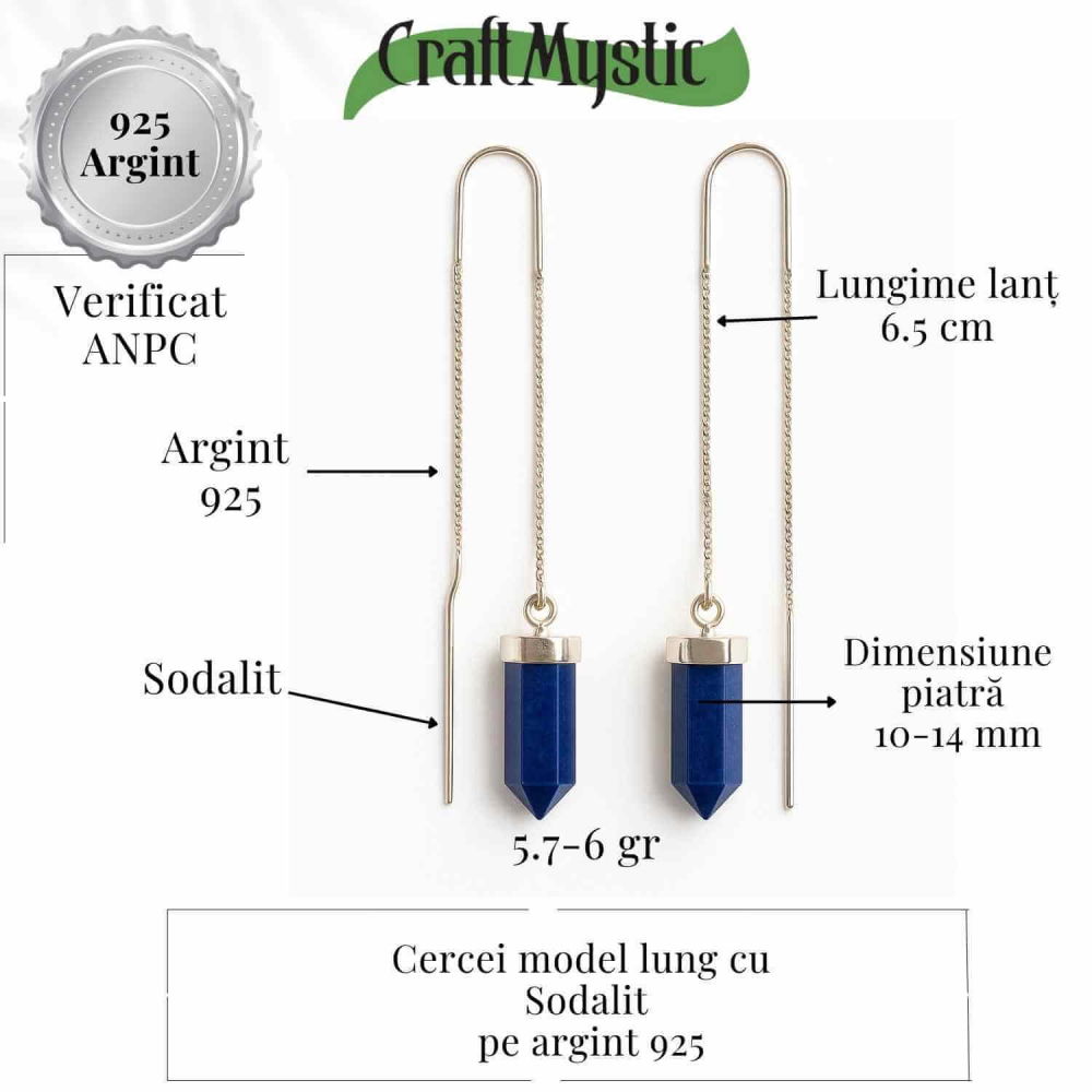 Cercei lungi din argint 925 cu sodalit – Liniste si claritate [3]