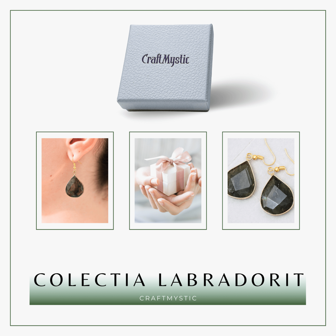 Cercei Aurii cu Labradorit Natural Fatetat in forma de "lacrima" [7]