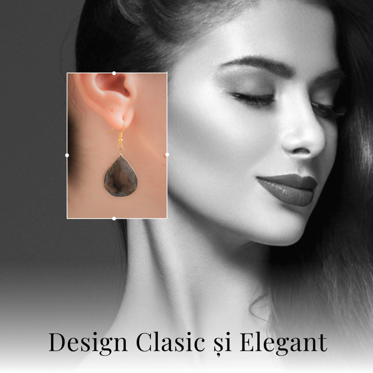 Cercei Aurii cu Labradorit Natural Fatetat in forma de "lacrima" [4]