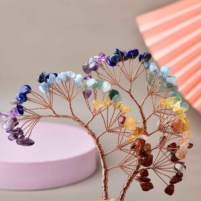 Ramura pentru creare copaci cu cristale semipretioase cu 7 mini ramuri fiecare cu 9 pietre polisate  - Pentru proiecte DIY, decor, Feng Shui [7]