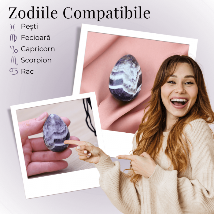 Ou Handmade de 50mm din Piatra Naturală de Ametist Chevron [4]