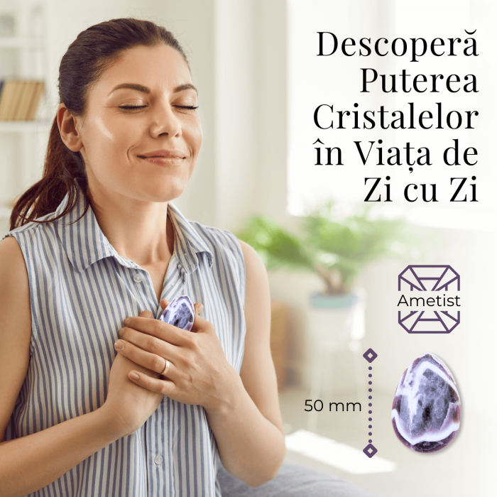 Ou Handmade de 50mm din Piatra Naturală de Ametist Chevron [3]