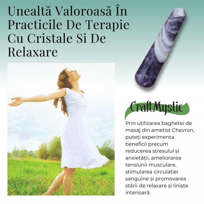 Bagheta de Masaj 10 cm din Ametist Chevron Natural [4]