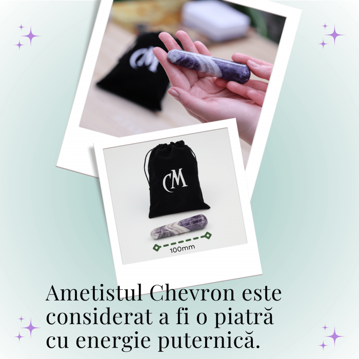 Bagheta de Masaj 10 cm din Ametist Chevron Natural [3]
