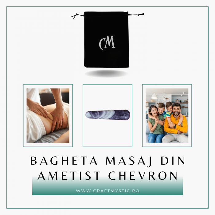 Bagheta de Masaj 10 cm din Ametist Chevron Natural [6]