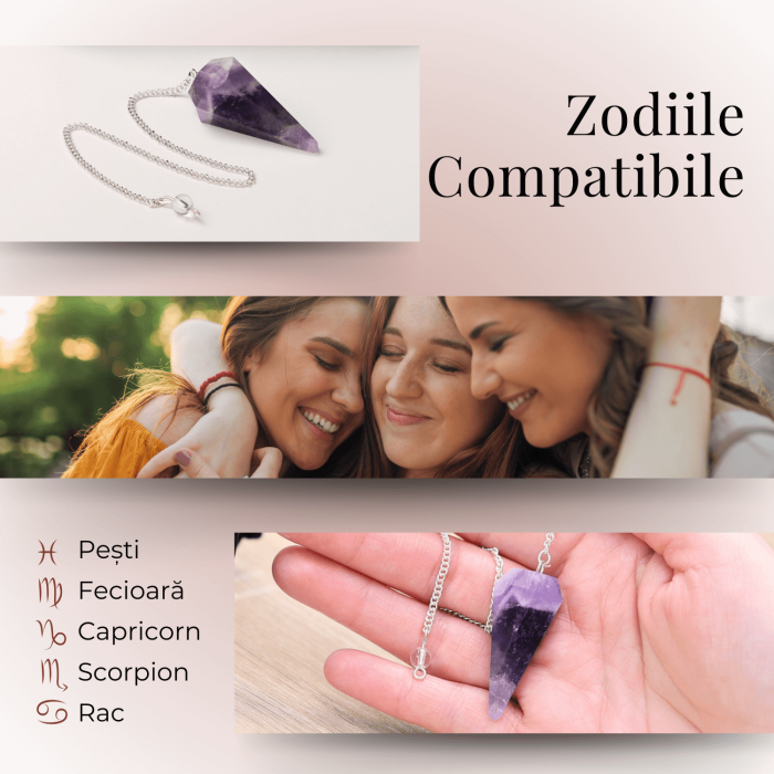 Pendul de Radiestezie cu Varf de Ametist Natural 45 mm [6]