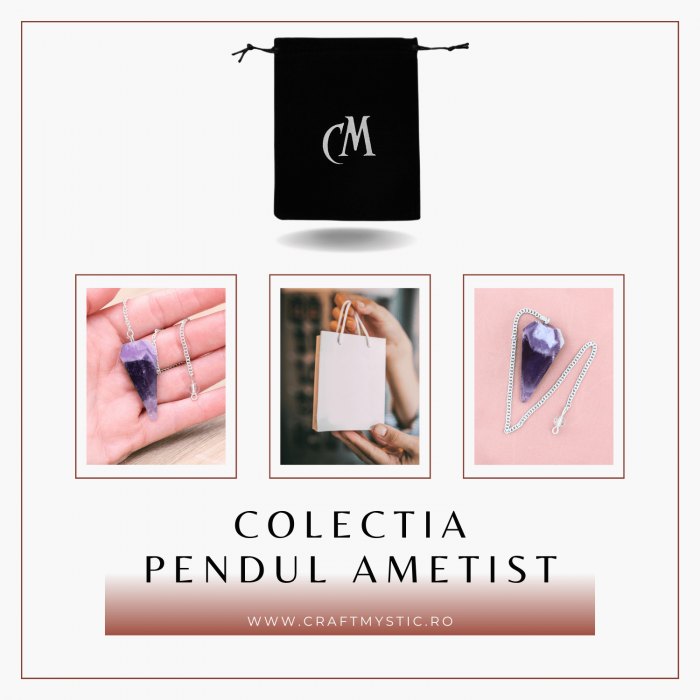 Pendul de Radiestezie cu Varf de Ametist Natural 45 mm [5]