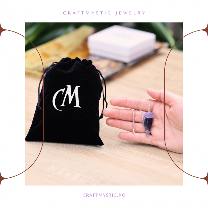 Pendul de Radiestezie cu Varf de Ametist Natural 45 mm [2]