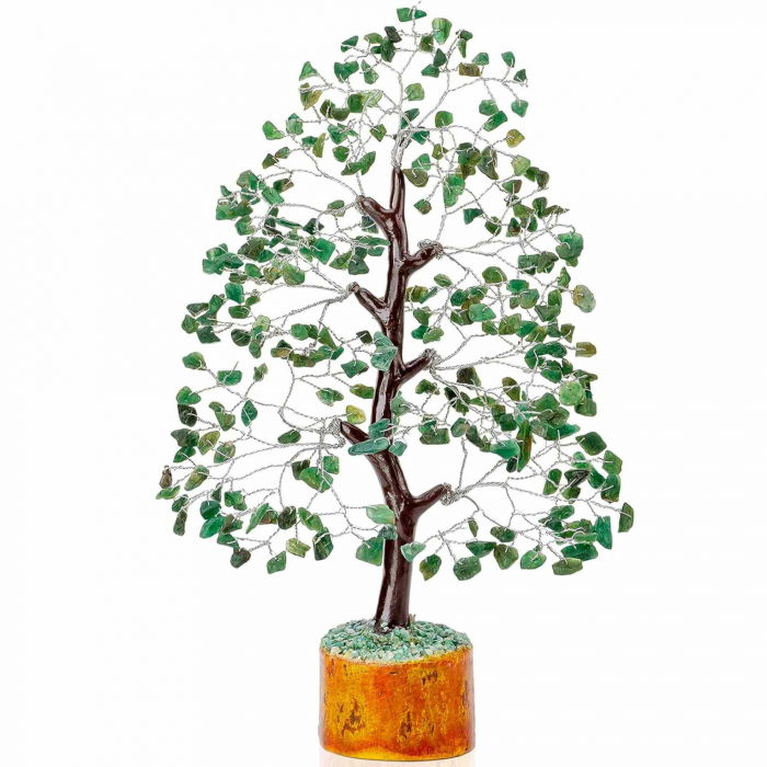Arbore 25 cm cu pietricele semipretioase din Aventurin Verde - Copacel Terapeutic pentru Echilibru si Bunastare - Decor Feng Shui pentru Acasa si Birou - Cadou pentru Noroc si Prosperitate [1]
