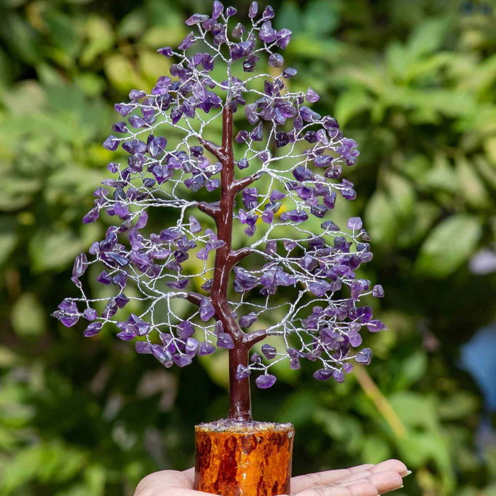 Arbore 25 cm Cristalin cu pietricele din Ametist - Aducator de Liniste si Echilibru - Sculptura Energetica pentru Decorul Casei si Biroului - Idee de Cadou pentru Intelegere Spirituala si Protectie [4]