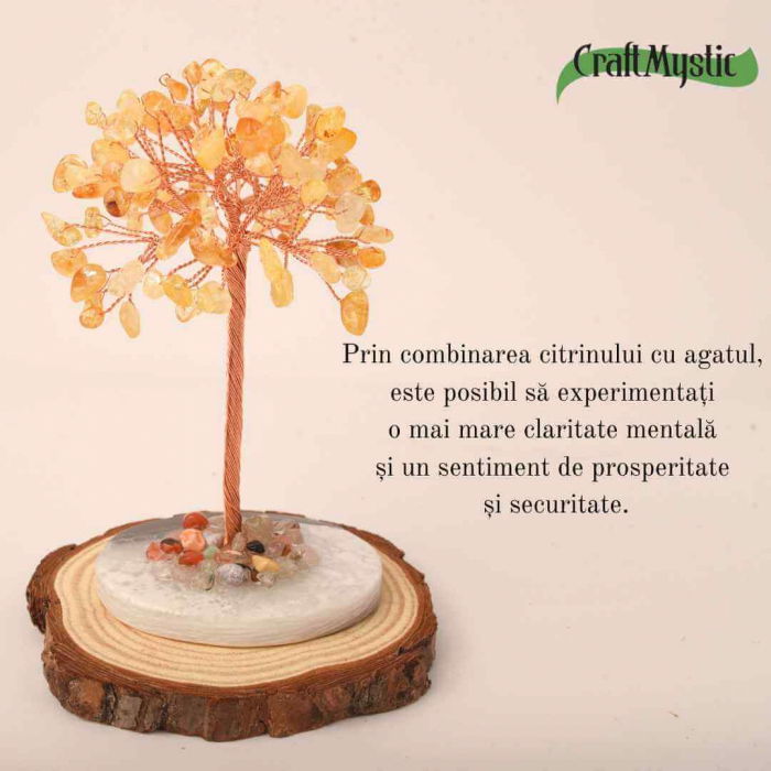 Copacel 12 cm din cristale semipretioase Citrin si baza de agat - Aduce claritate mentala, prosperitate, securitate [5]