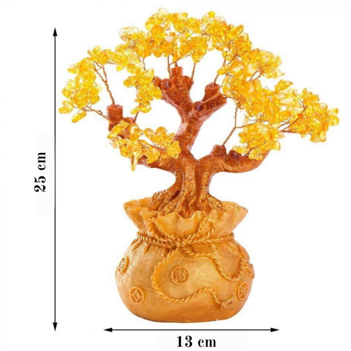 Bonsai cu cristale naturale citrin, supranumit "copacul banilor" - Copacelul cu inaltimea de 25 cm reprezinta cadoul perfect pentru prosperitate, succes, energie pozitiva [2]