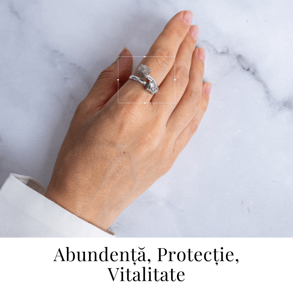 Atrage succesul si blocheaza negativitatea – Inel dublu Pirita in forma naturala [2]