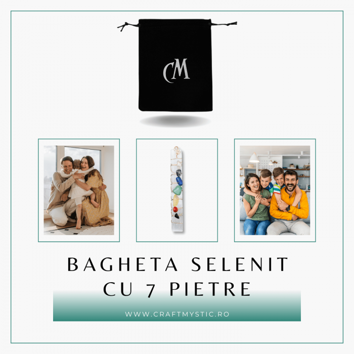 Bagheta din Selenit Brut cu Pietre pentru Cele 7 Chakre, Invelita in Sarma de Cupru, pentru Yoga, Meditatie, Echilibru Spiritual [4]