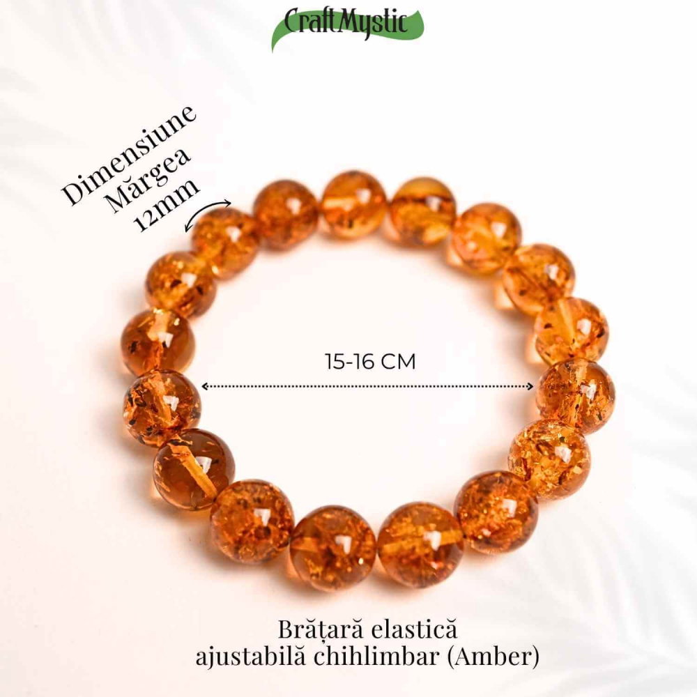 Bratara elastica 12 mm Chihlimbar – Energie si protectie naturala [3]
