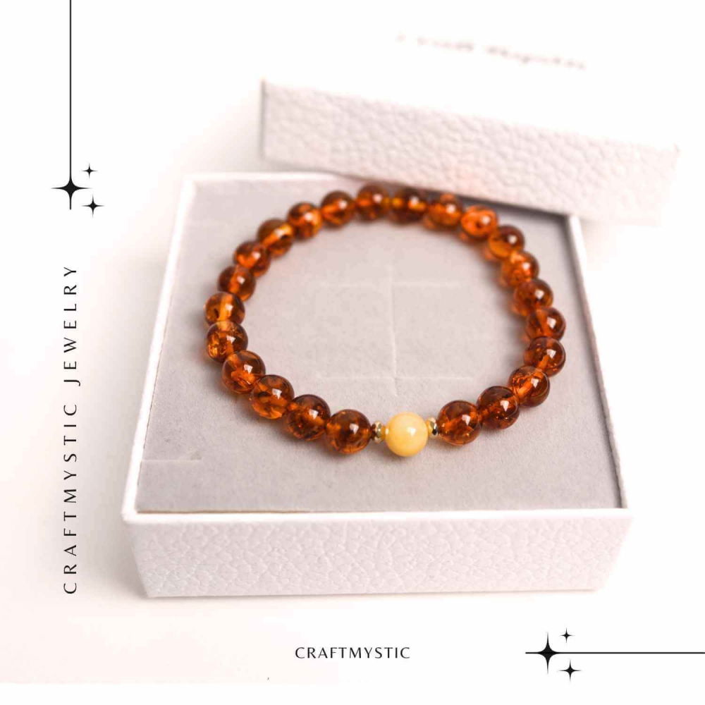 Bratara elastica chihlimbar caramiziu-galben pentru echilibru emotional [6]