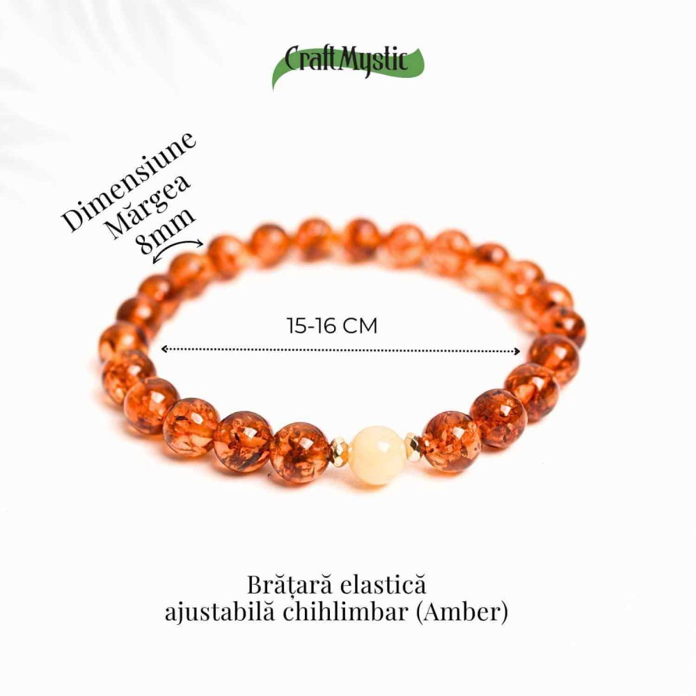 Bratara elastica chihlimbar caramiziu-galben pentru echilibru emotional [5]