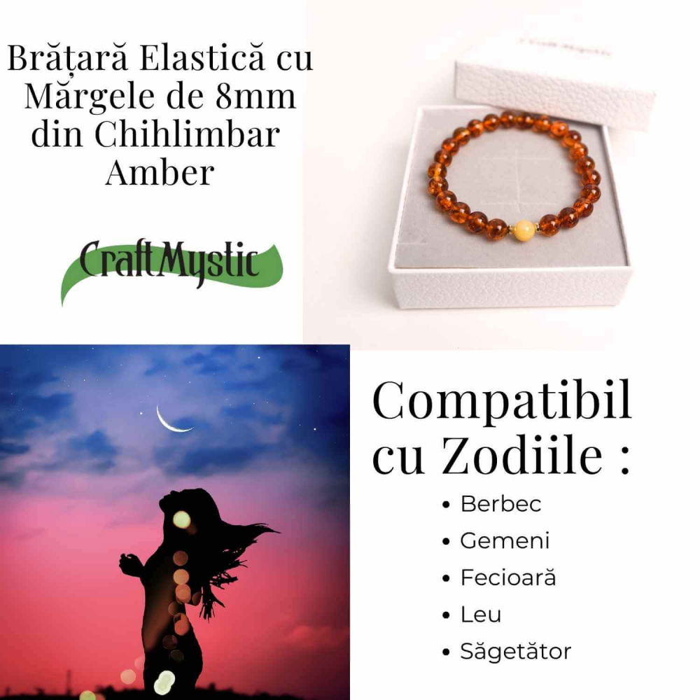 Bratara elastica chihlimbar caramiziu-galben pentru echilibru emotional [4]