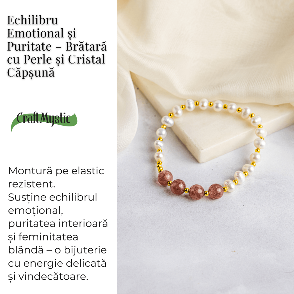 Echilibru Emotional si Puritate – Bratara cu Perle si Cristal capsuna [3]
