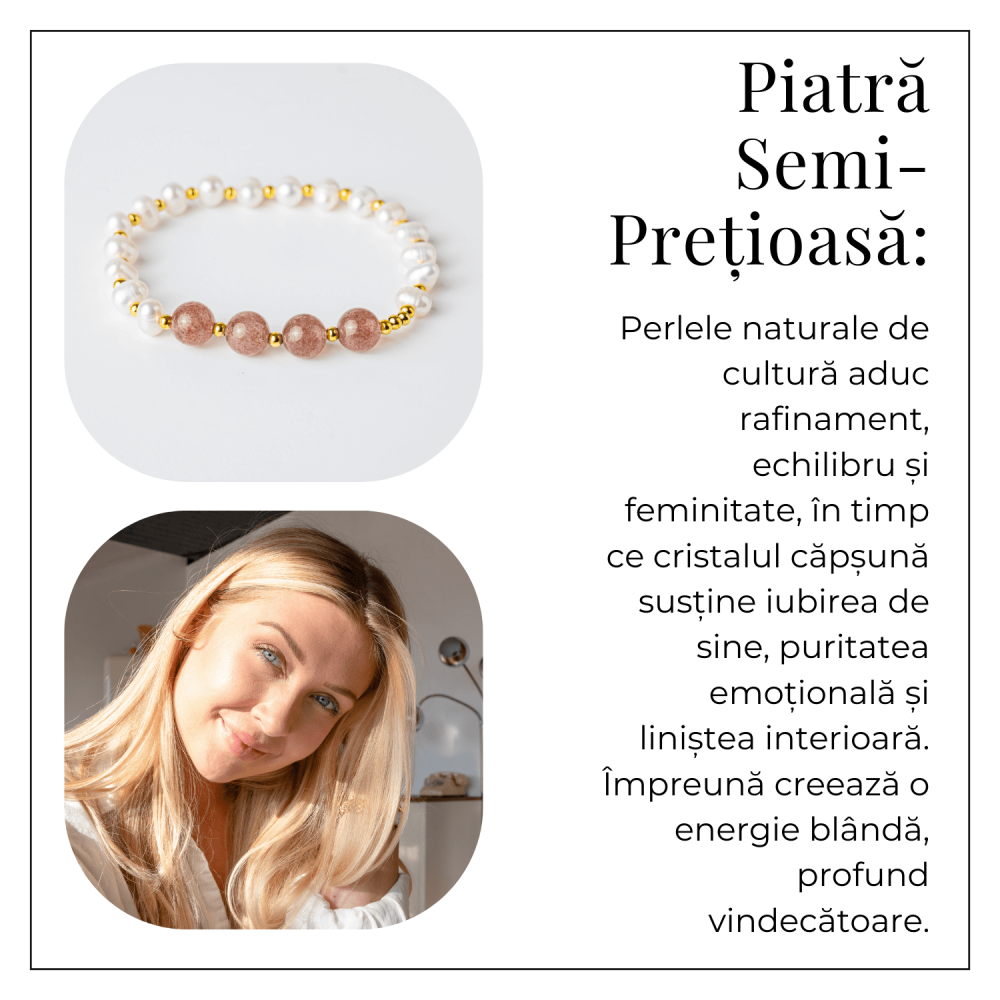 Echilibru Emotional si Puritate – Bratara cu Perle si Cristal capsuna [6]