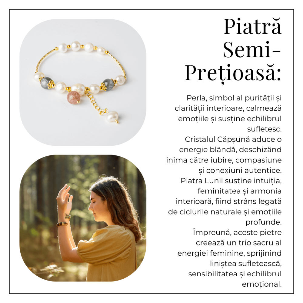 Energie Feminina– Bratara cu Perle, Piatra lunii si Cristal Capsuna [6]