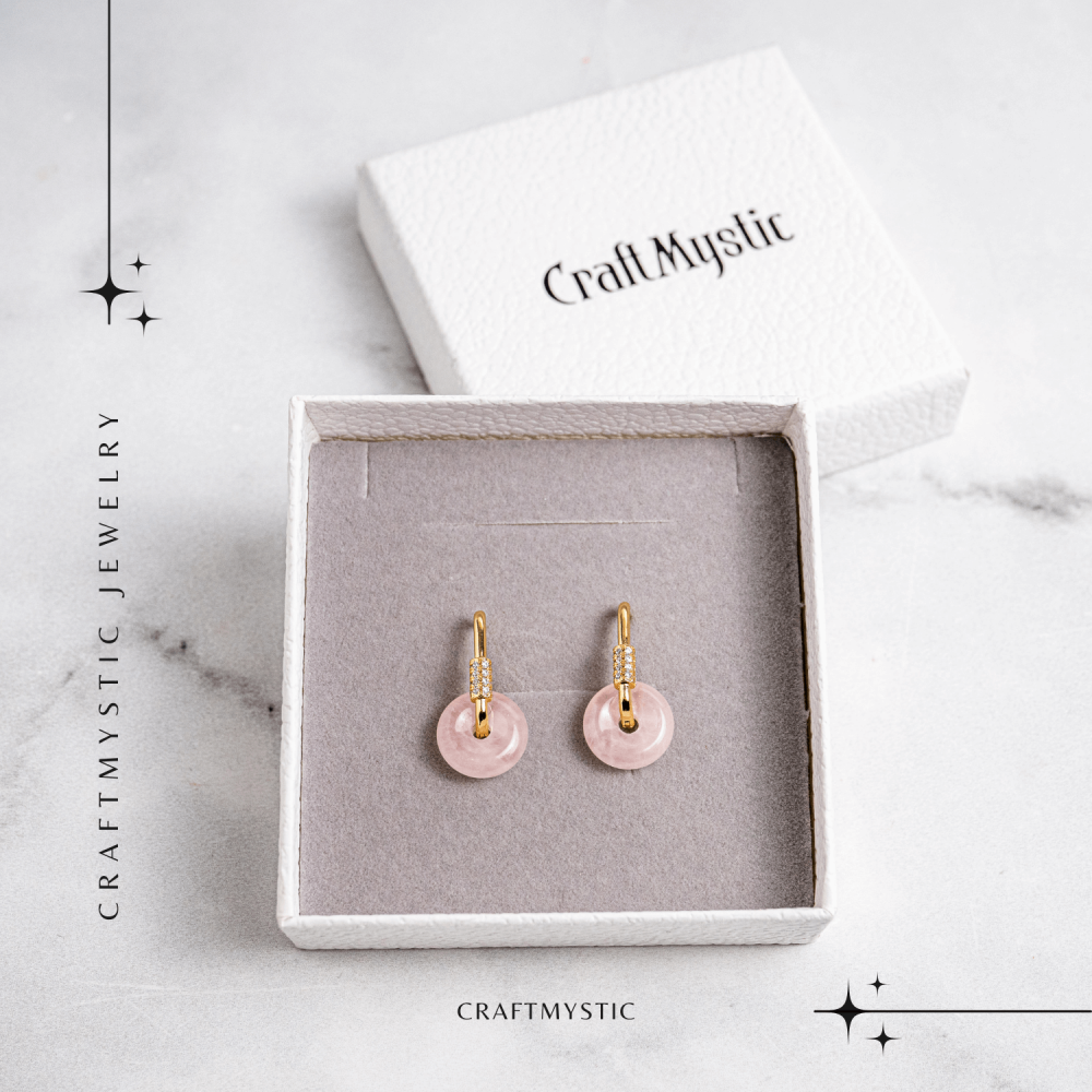 Feminitate si Echilibru – Cercei cu Cuart Roz si Model Pi [7]