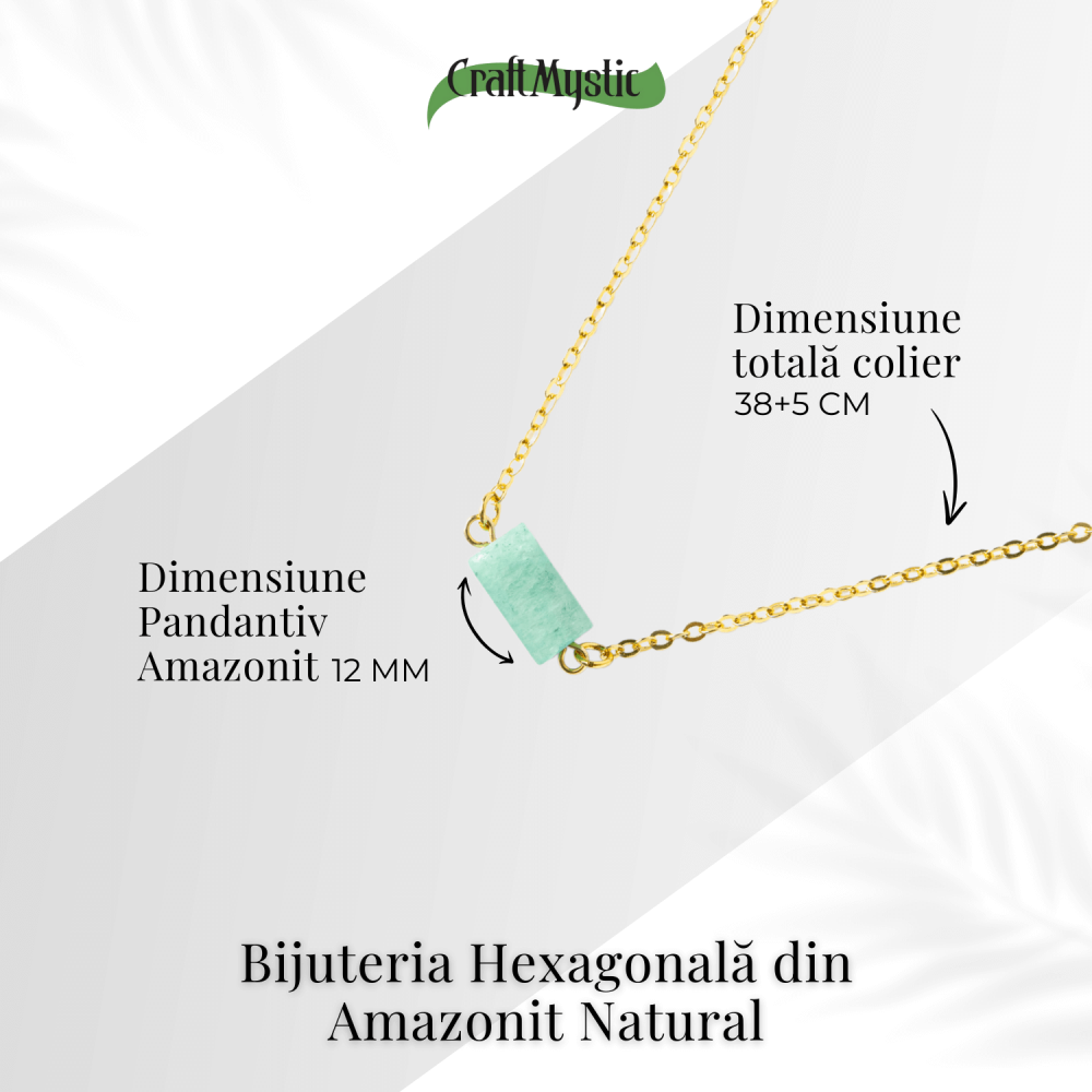 Calm si Echilibru – Colier cu Pandantiv Hexagonal din Amazonit Natural pe Lant de Cupru [4]