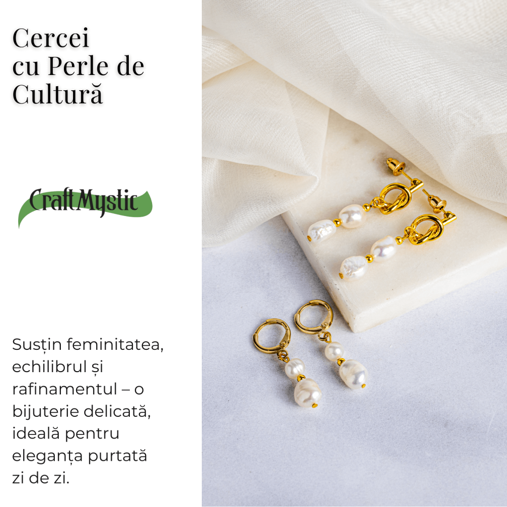 Bijuterie feminina, cercei cu perle de cultura – Rafinament si simplitate aurie [7]