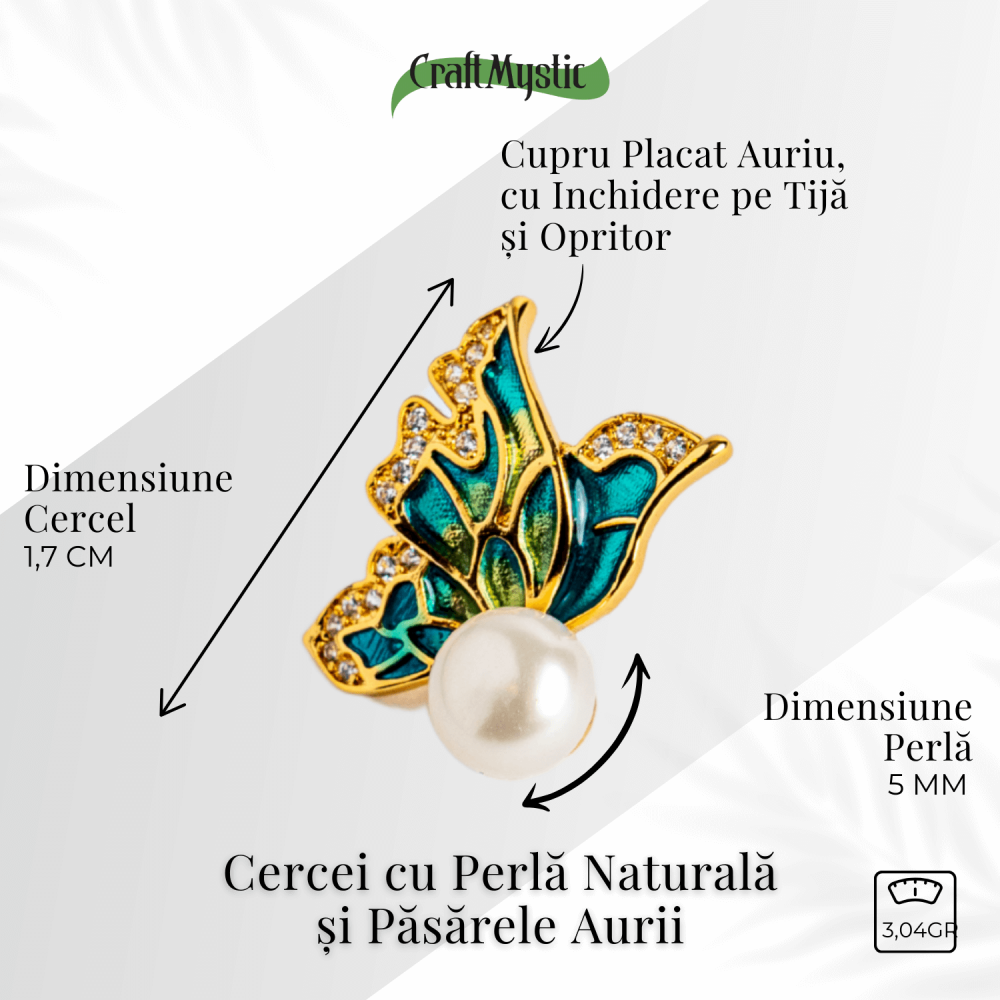 Eleganta care zboara – Cercei cu perla naturala si pasarele aurii [3]