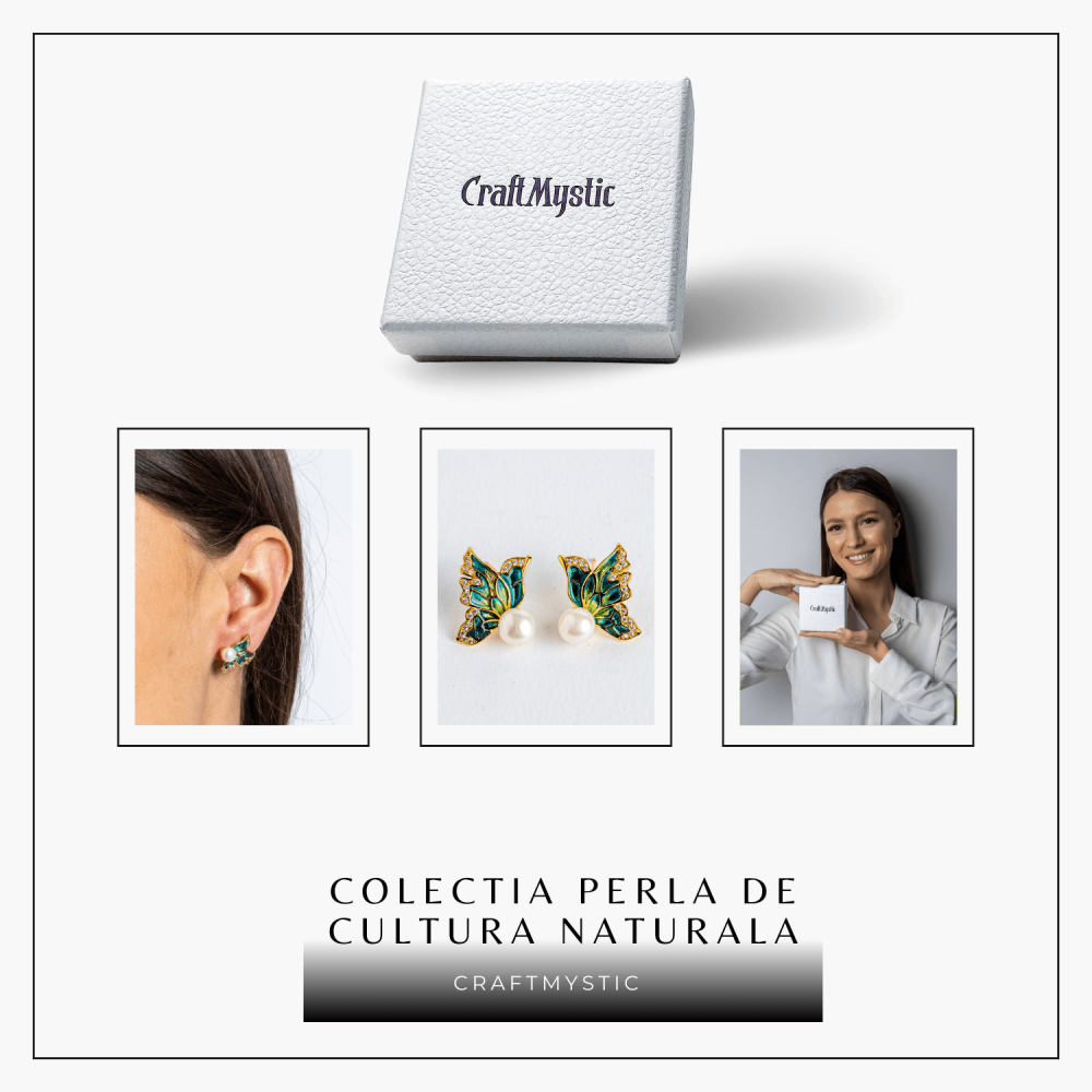 Eleganta care zboara – Cercei cu perla naturala si pasarele aurii [9]