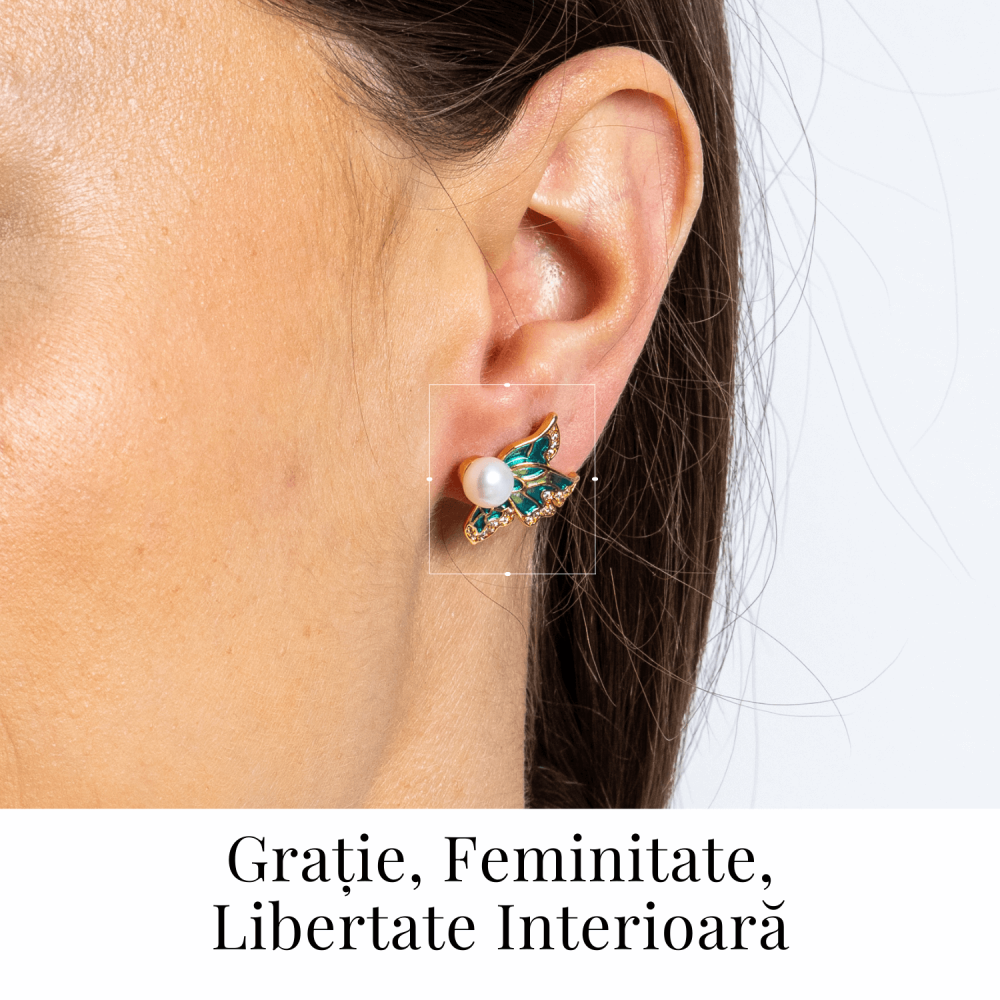 Eleganta care zboara – Cercei cu perla naturala si pasarele aurii [2]