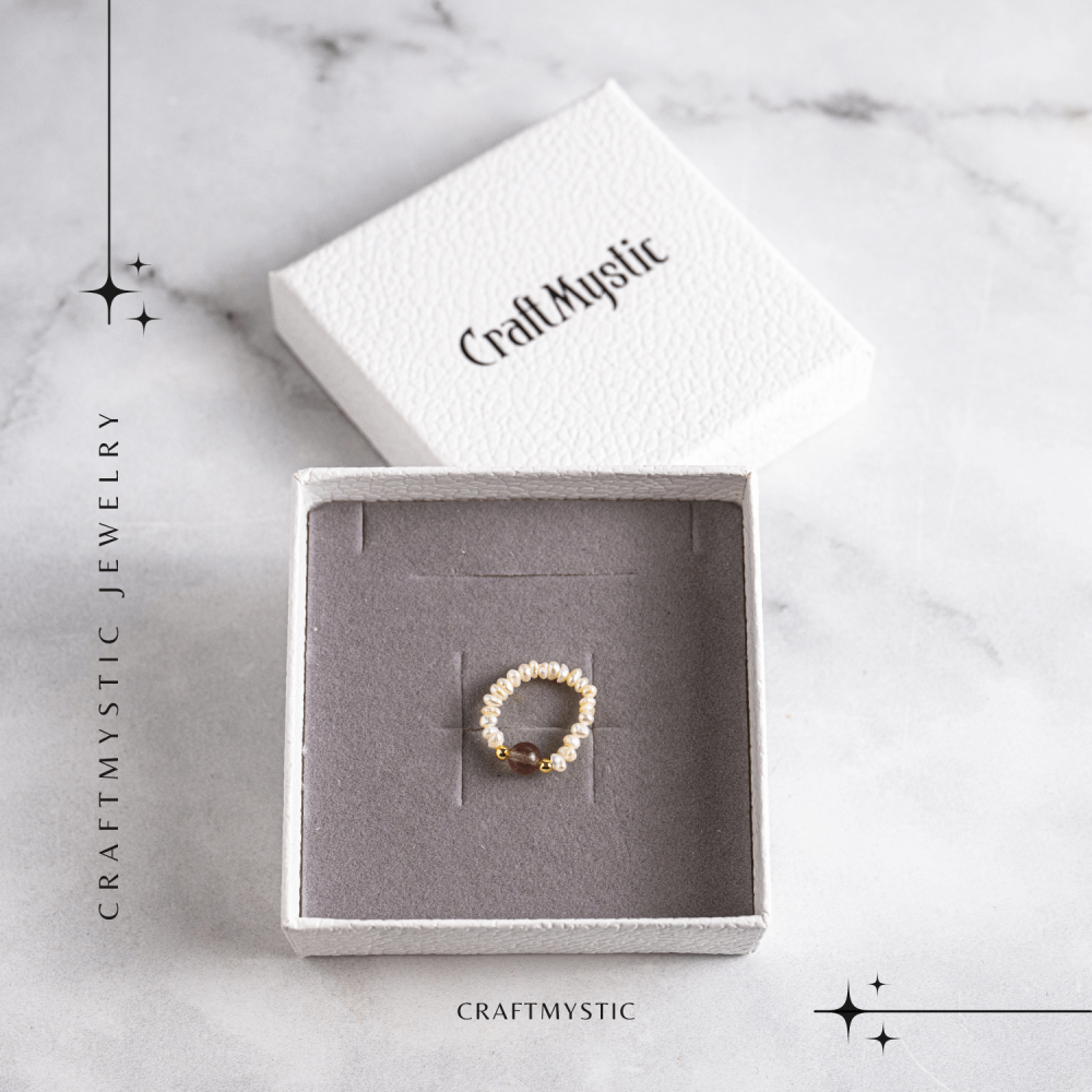 Inel cu sens – Cristal capsuna si perle pentru armonie emotionala [7]