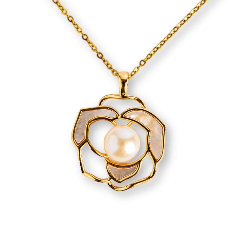 Colier Bijuterie florala cu perla naturala – Simbol al feminitatii autentice [1]