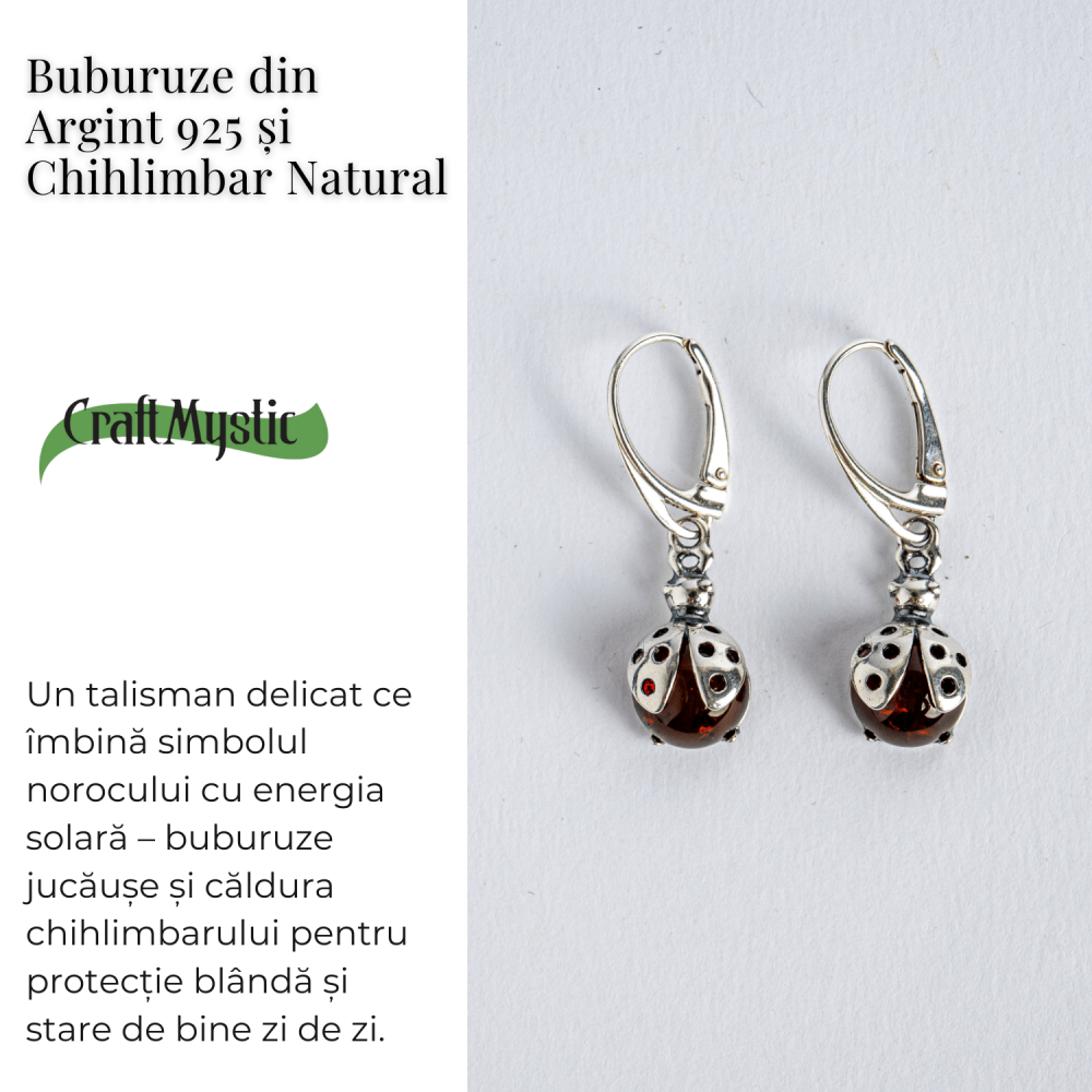 Buburuze Solare – Cercei cu chihlimbar natural si montura din argint 925 [5]