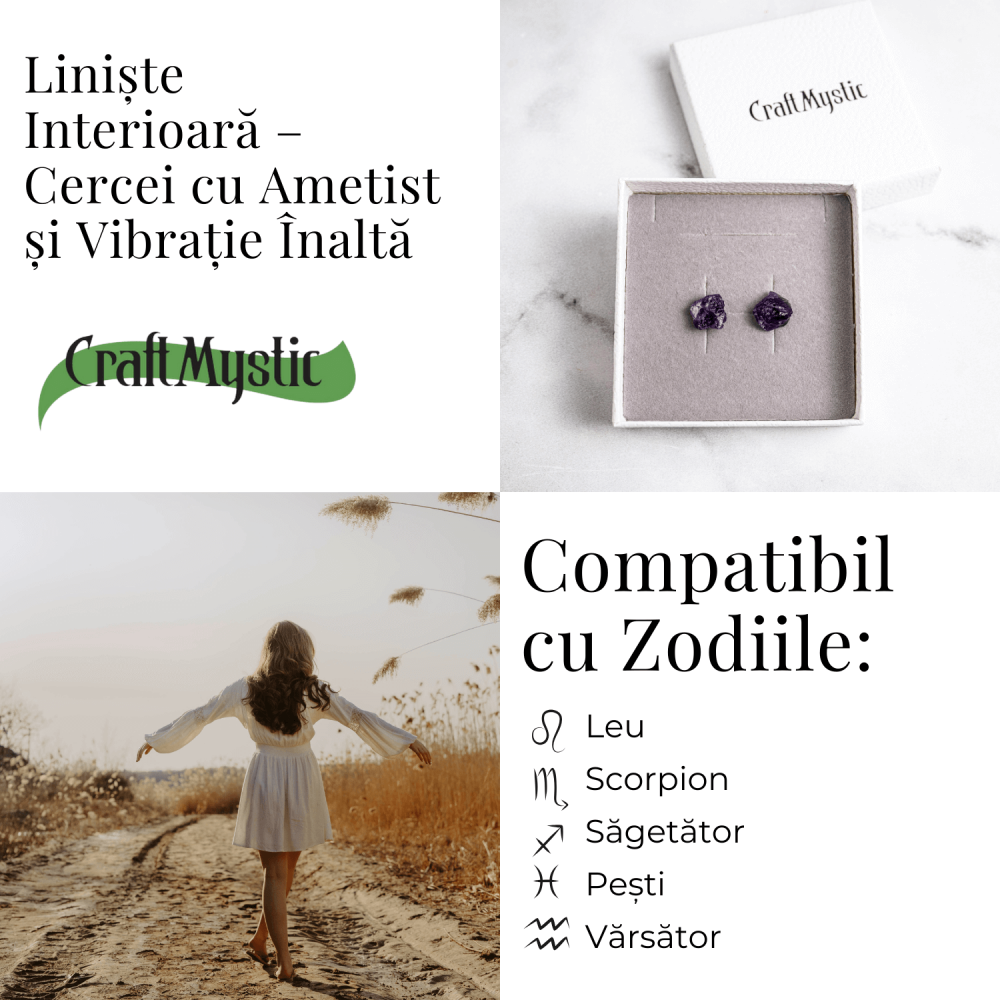 Bijuterie pentru Liniste Interioara – Cercei cu Cristal Ametist [5]