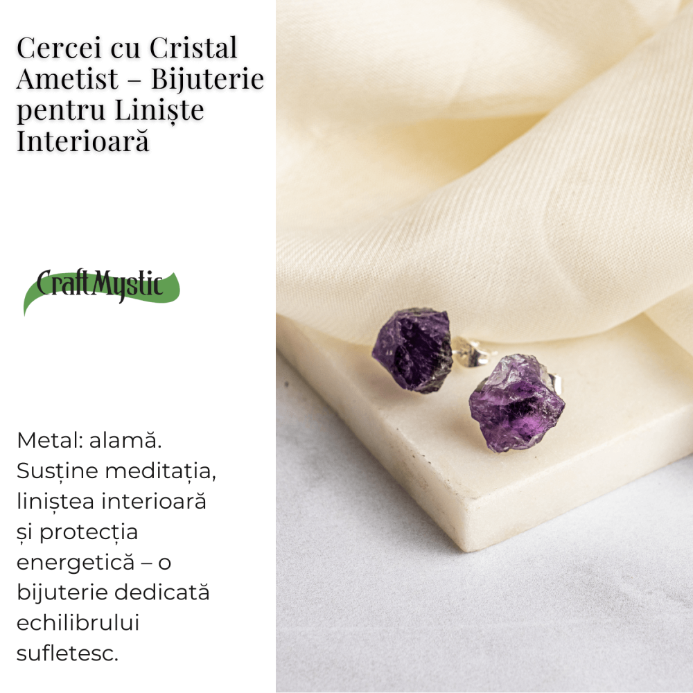 Bijuterie pentru Liniste Interioara – Cercei cu Cristal Ametist [3]