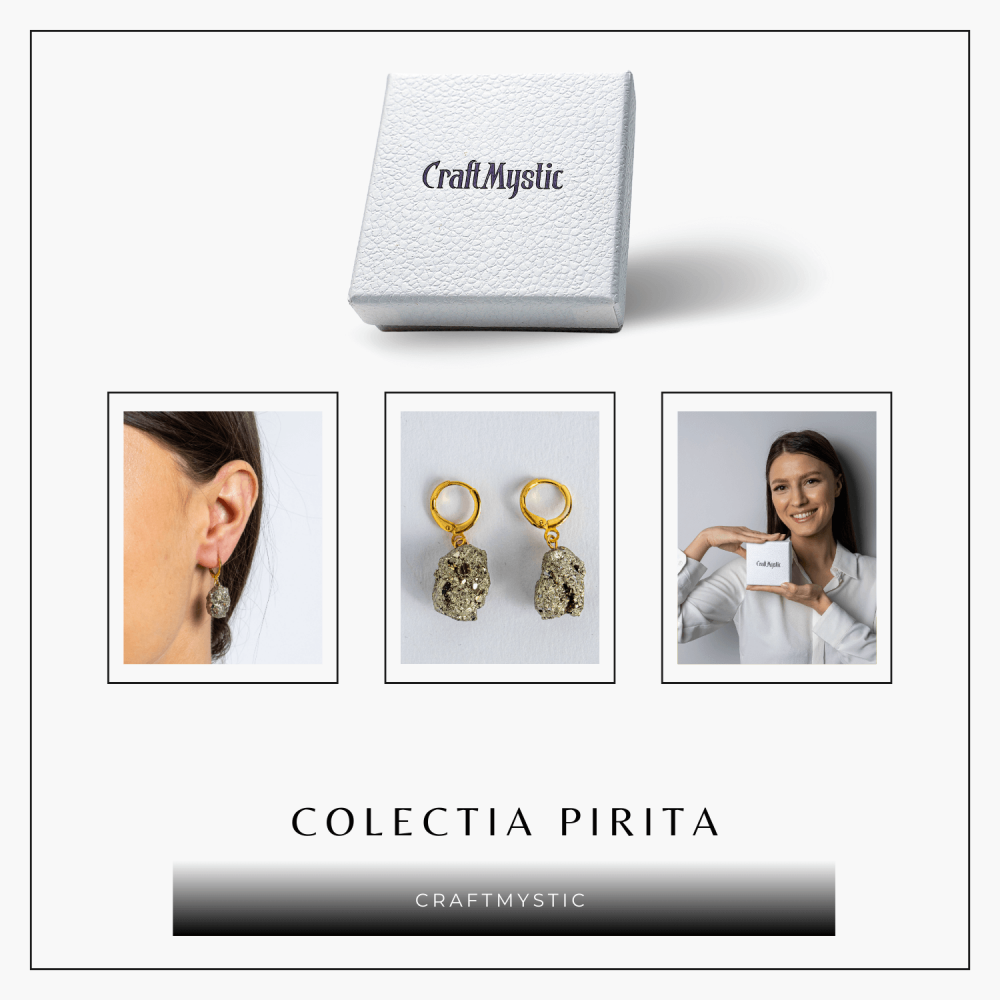 Putere in forma pura – Cercei cu piatra Pirita si montura aurie [6]