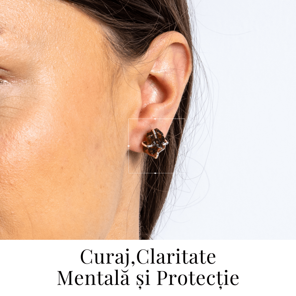 Cercei argintii cu Ochi de Tigru brut – Protectie, curaj si claritate mentala [2]