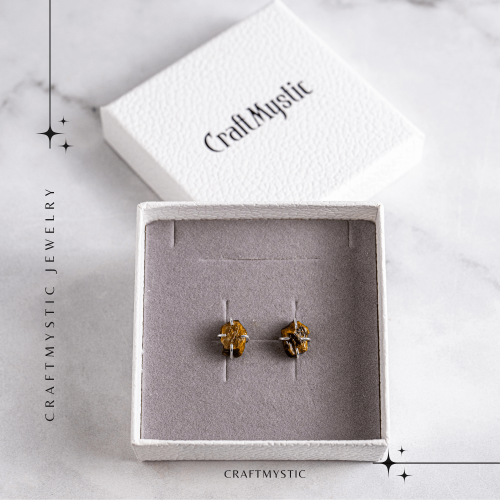 Cercei argintii cu Ochi de Tigru brut – Protectie, curaj si claritate mentala [7]